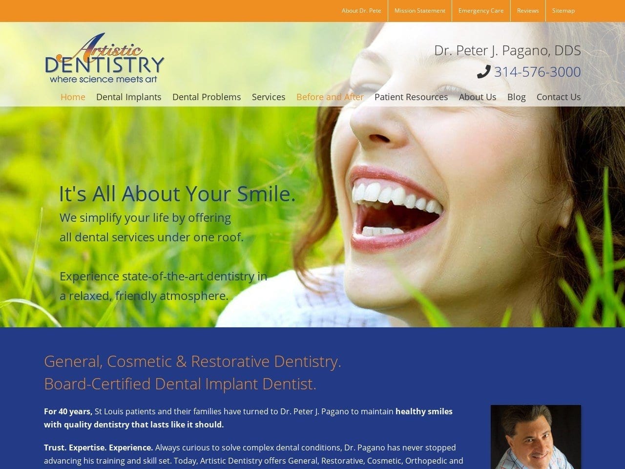 Artistic Dentist Website Screenshot from artisticsmiledoc.com