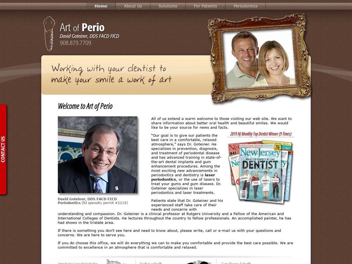 Dr. David Goteiner DDS Website Screenshot from artofperio.com