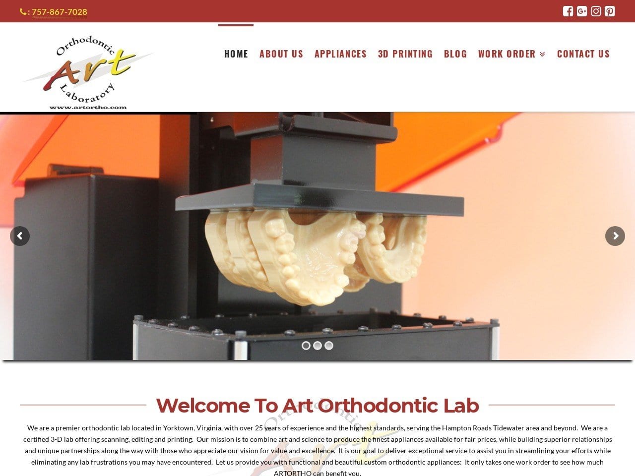 Art Orthodontic Laboratory Website Screenshot from artortho.com