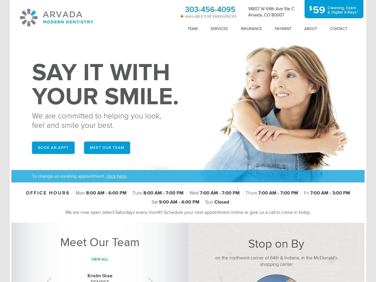 Arvada Modern Dentist Website Screenshot from arvadamoderndentistry.com