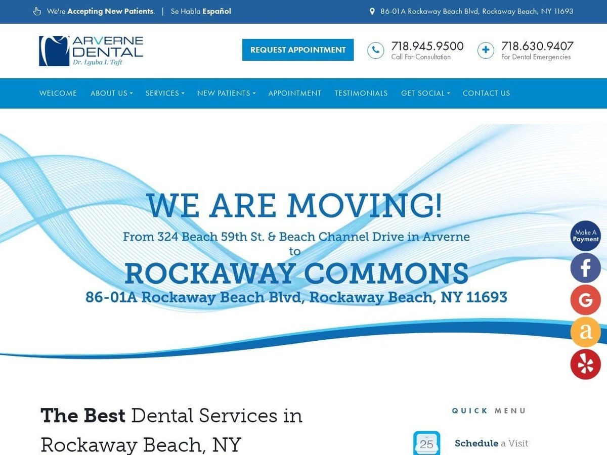 Arverne Dental Website Screenshot from arvernedental.com