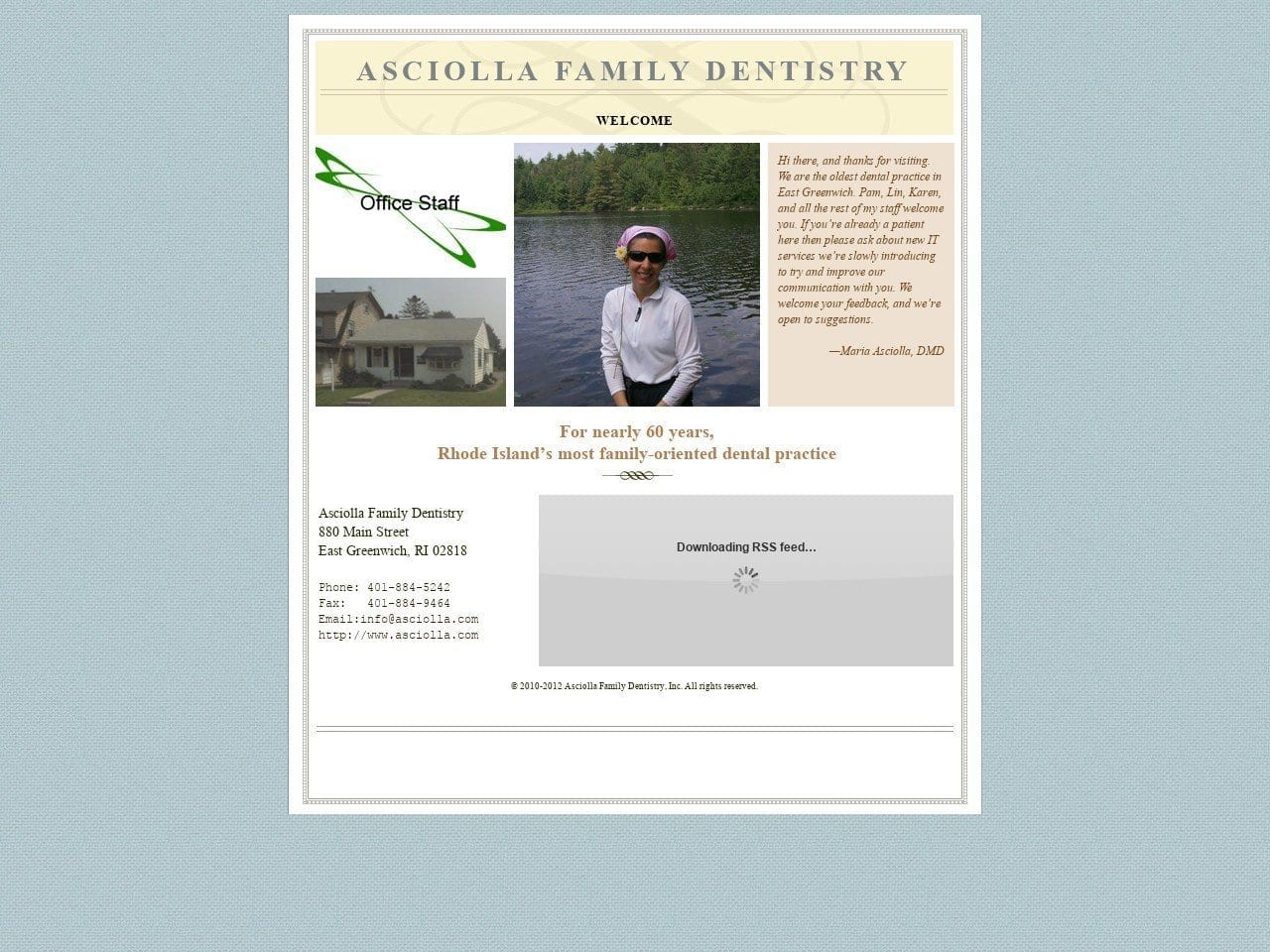 Asciolla Family Dentist Website Screenshot from asciolla.com