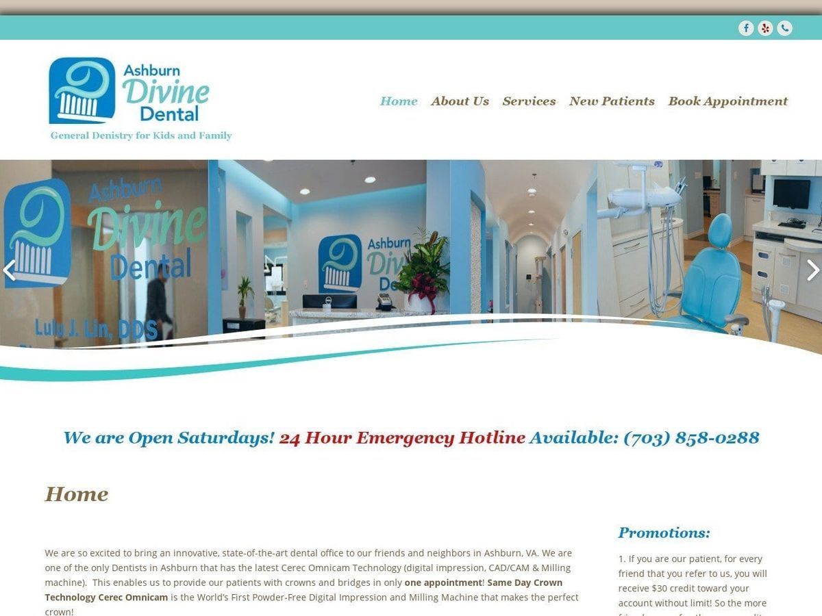 Ashburn Divine Dental Website Screenshot from ashburndivinedental.com