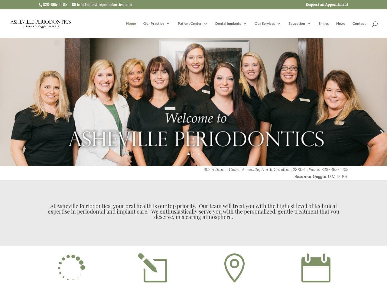 Asheville Periodontics Website Screenshot from ashevilleperiodontics.com