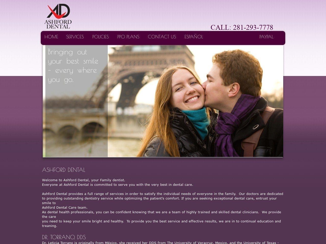 Ashford Dental Website Screenshot from ashford-dental.com