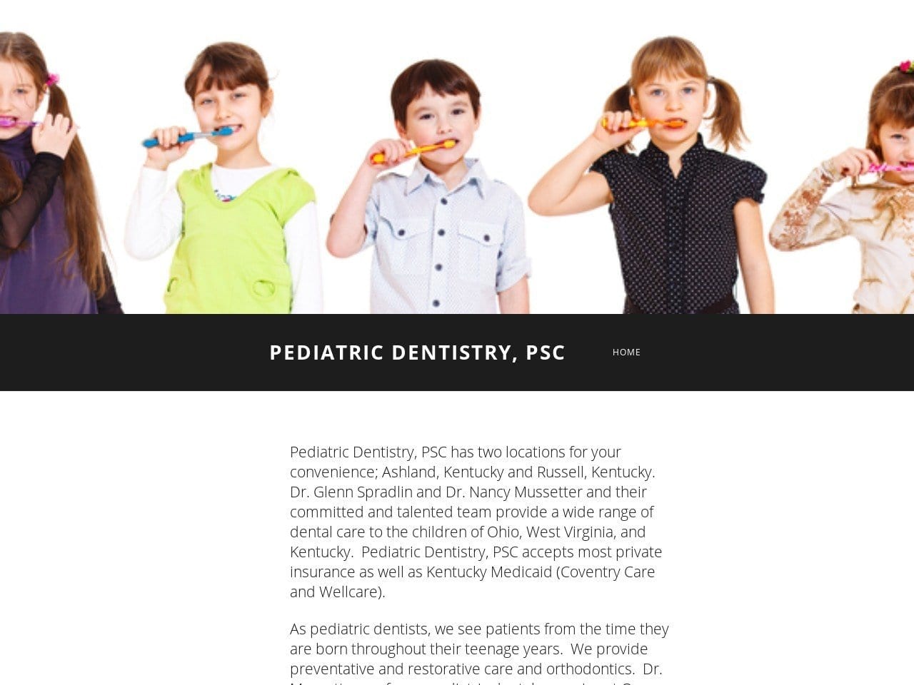 Pediatric Dentist Website Screenshot from ashlandpediatricdentistry.com