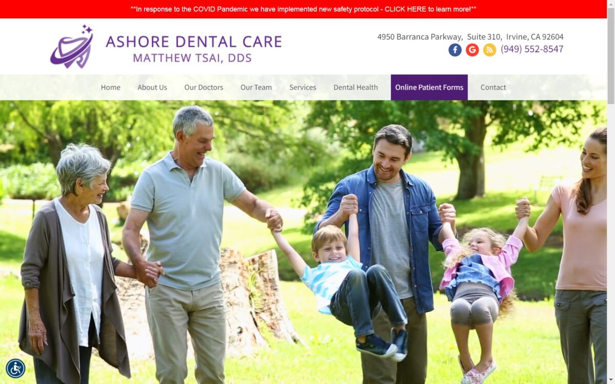 ashoredentalcare.com screenshot