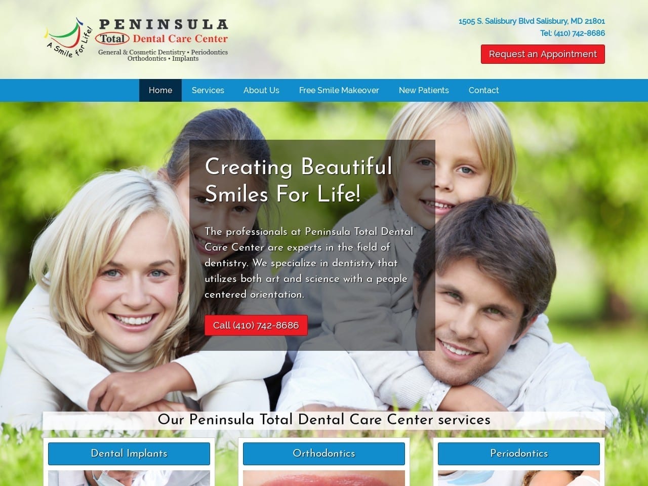 Peninsula Periodontics and Orthodontics Website Screenshot from asmile4life.com