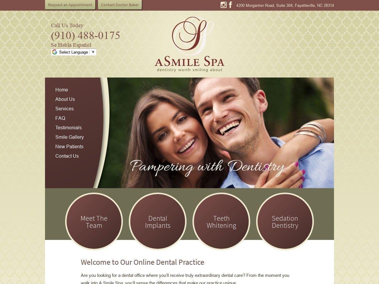 A Smile Spa Website Screenshot from asmilespa.com