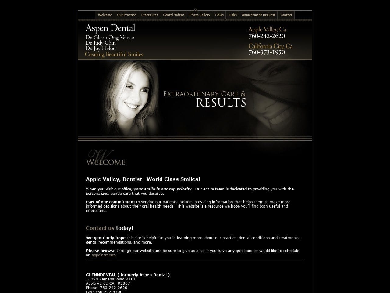 Aspen Dental Group Website Screenshot from aspendentalcaliforniacity.com