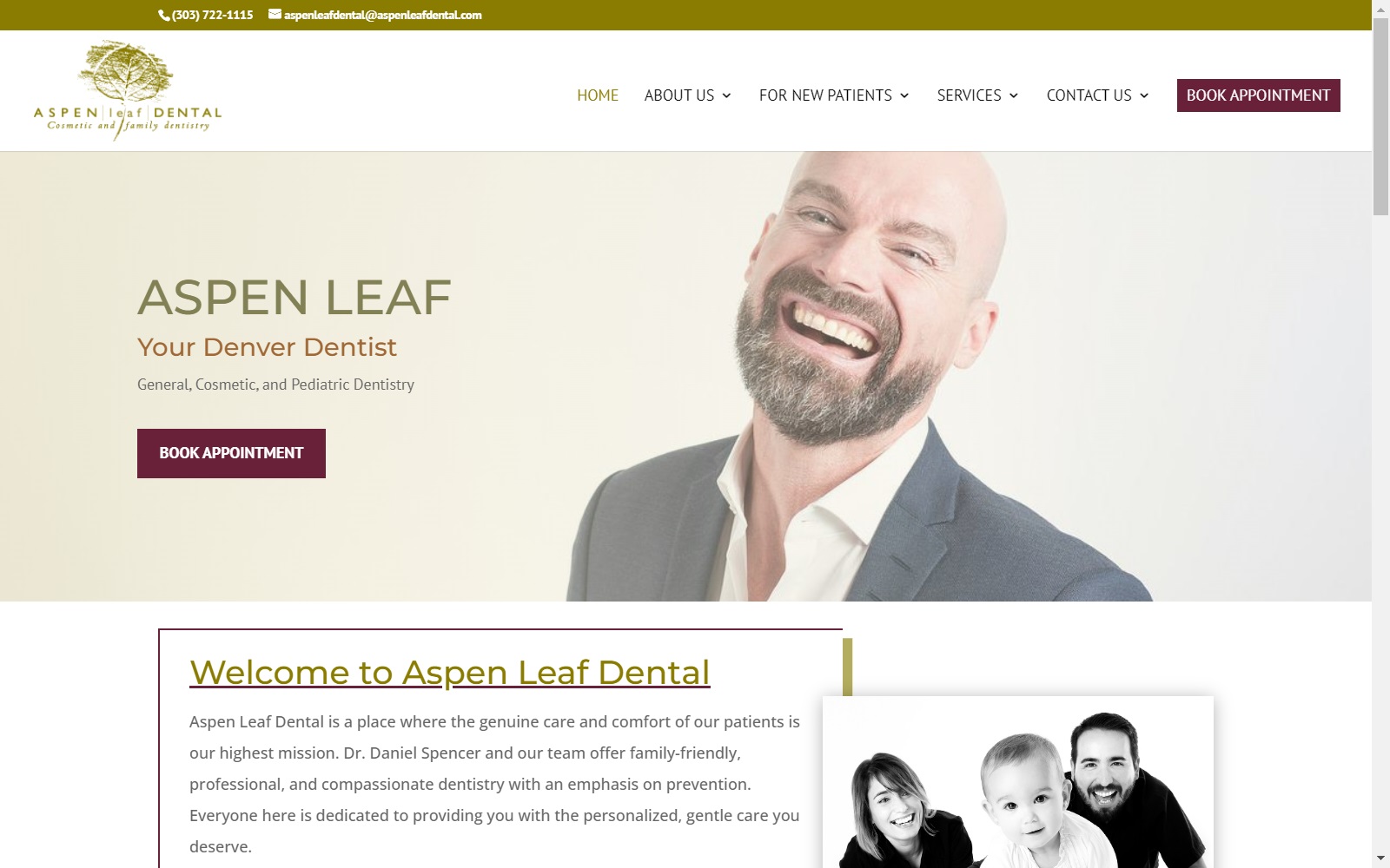 aspenleafdental.com screenshot