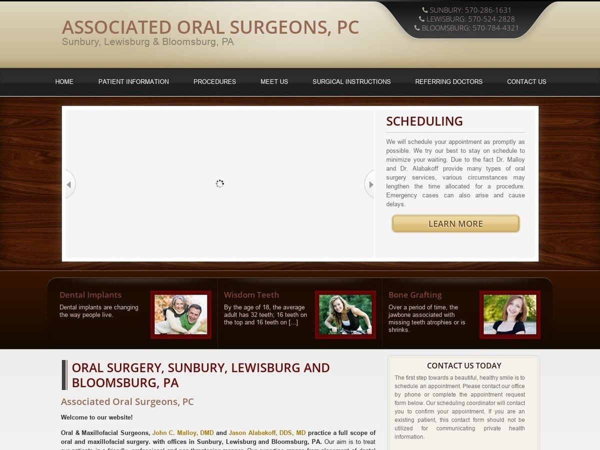 Associated Oral Surgeons Website Screenshot from associatedoralsurgeons.com