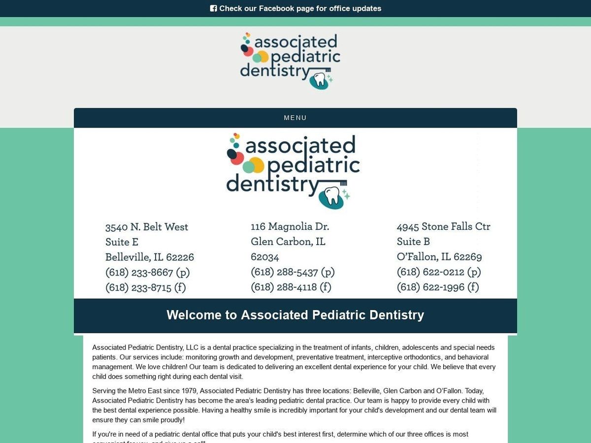 Associated Pediatric Dentist Website Screenshot from associatedpediatricdentistry.com