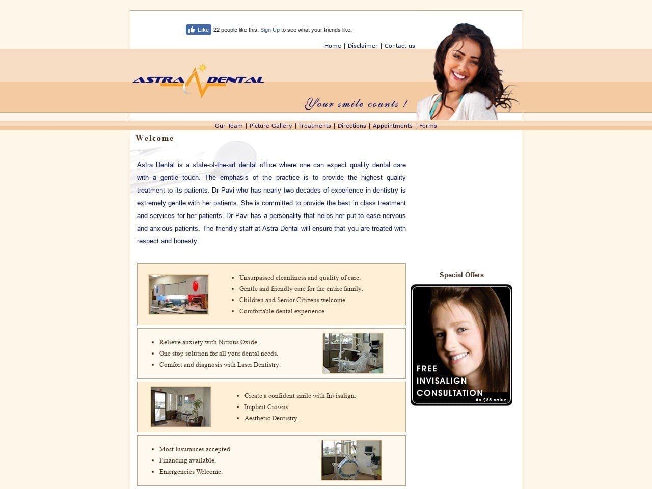 Astra Dental Website Screenshot from astra-dental.com