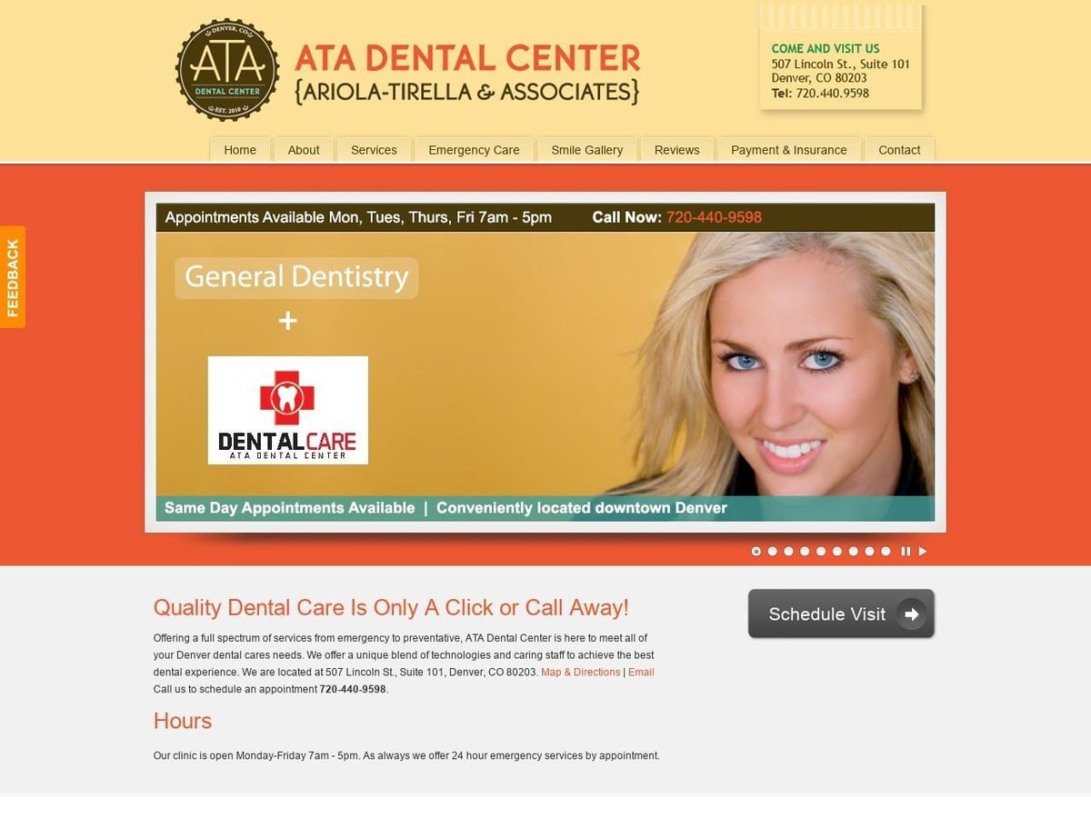 ATA Dental Center Website Screenshot from atadentalcenter.com