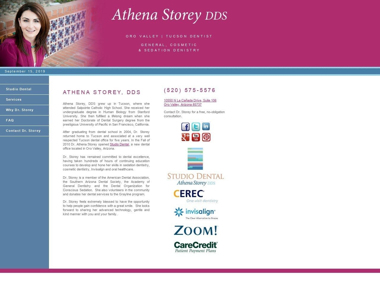 Athena Storey DDS Website Screenshot from athenastoreydds.com