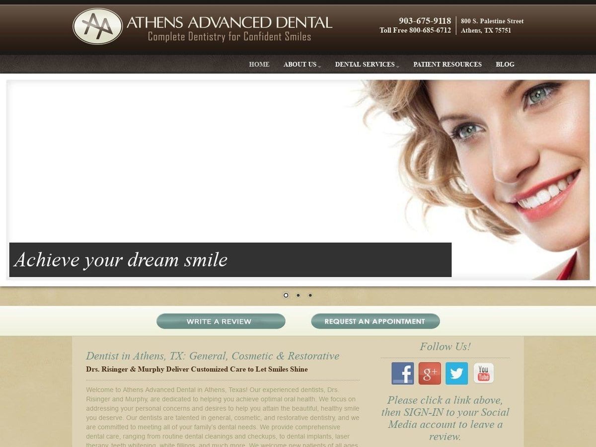 Athens Advanced Dental Website Screenshot from athensadvanceddental.com