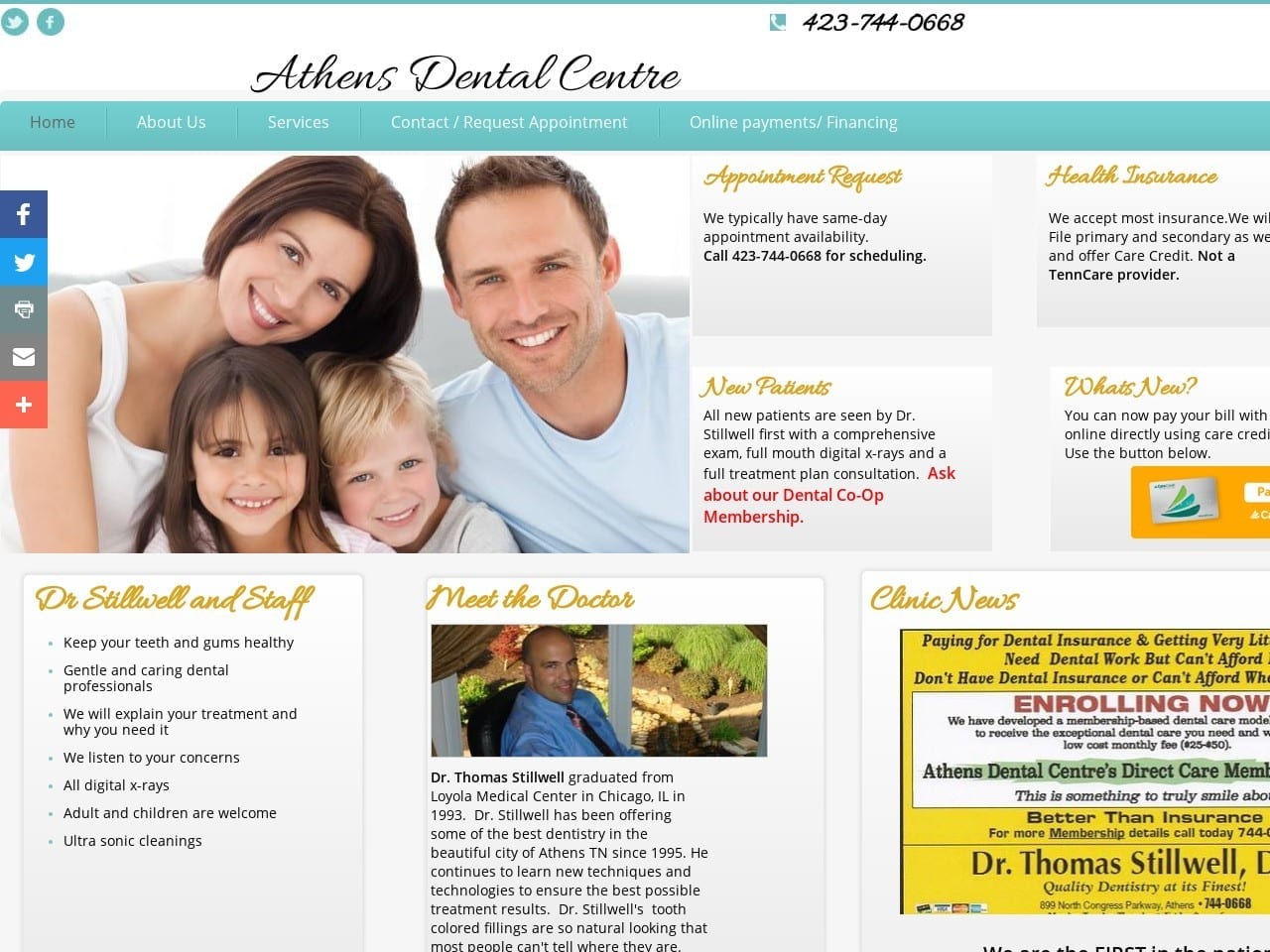 Athens Dental Center Website Screenshot from athensdentalcenter.com