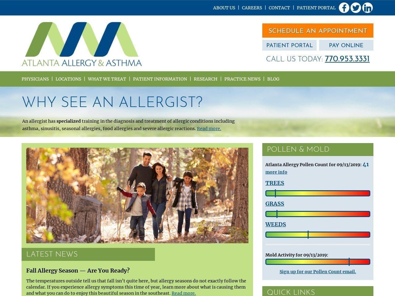 Atlanta Allergy/Asthma Clinic Website Screenshot from atlantaallergy.com