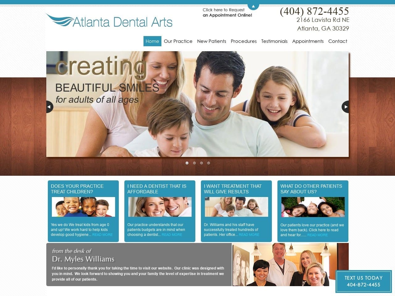 Atlanta Dental Arts Website Screenshot from atlantadentalarts.com