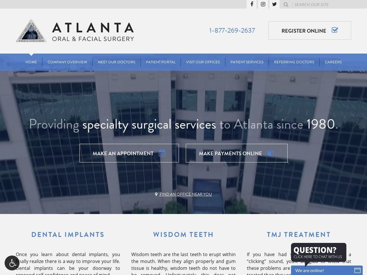 Atlanta Oral Dentist Website Screenshot from atlantaoralsurgery.com
