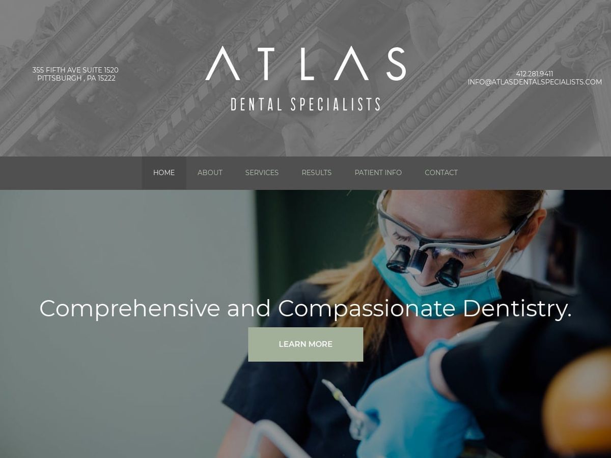 Atlas Dental Specialists Website Screenshot from atlasdentalspecialists.com