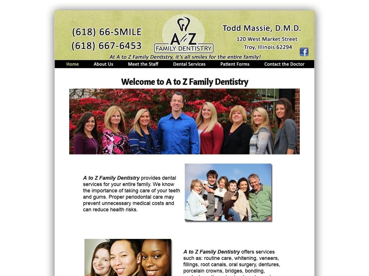 A To Z Family Dentist Website Screenshot from atozfamilydentistry.com