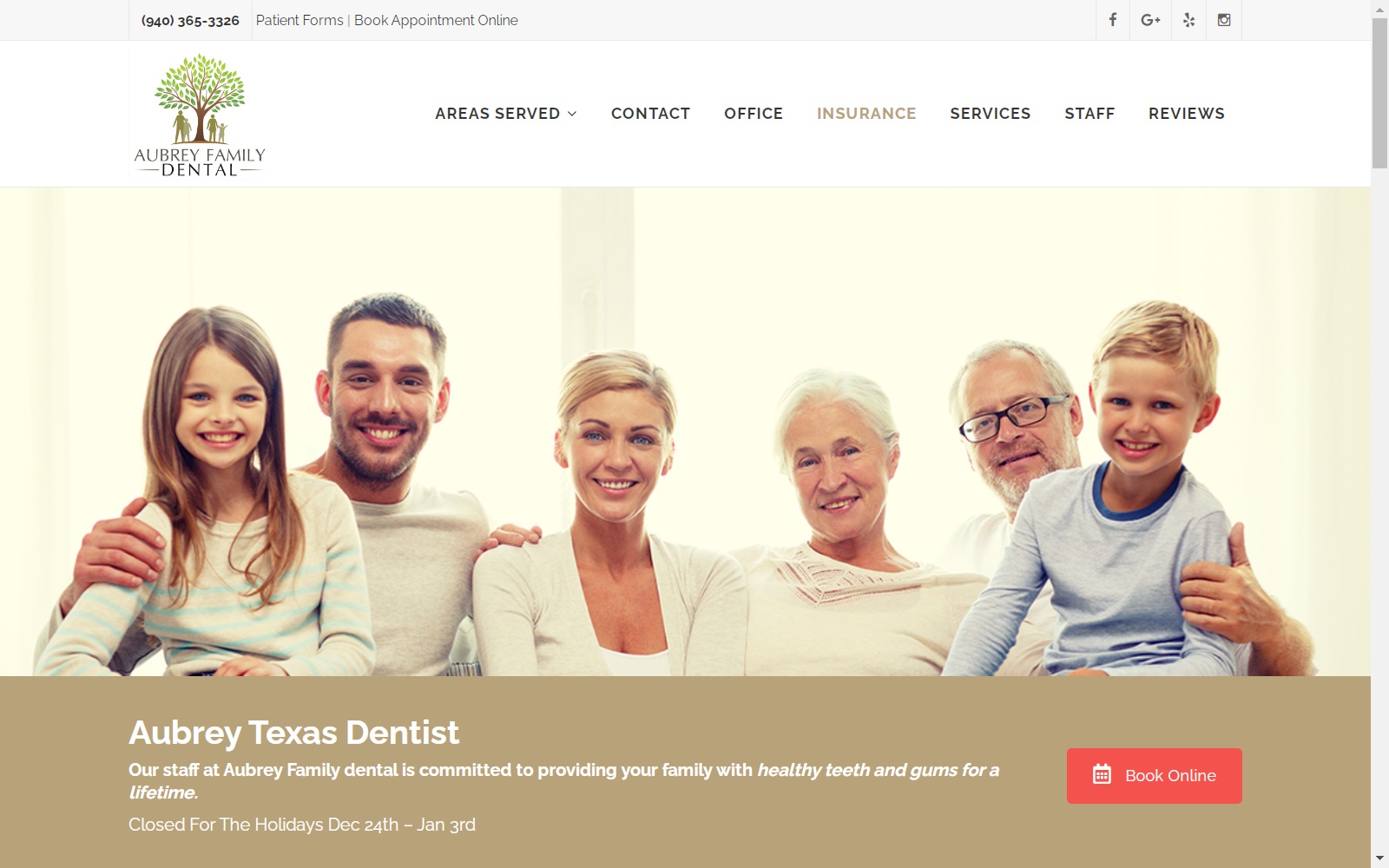 aubreyfamilydental.com screenshot