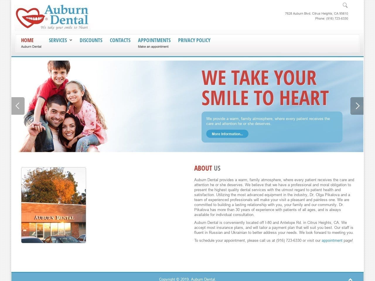 Auburn Dental Website Screenshot from auburndentalsmile.com