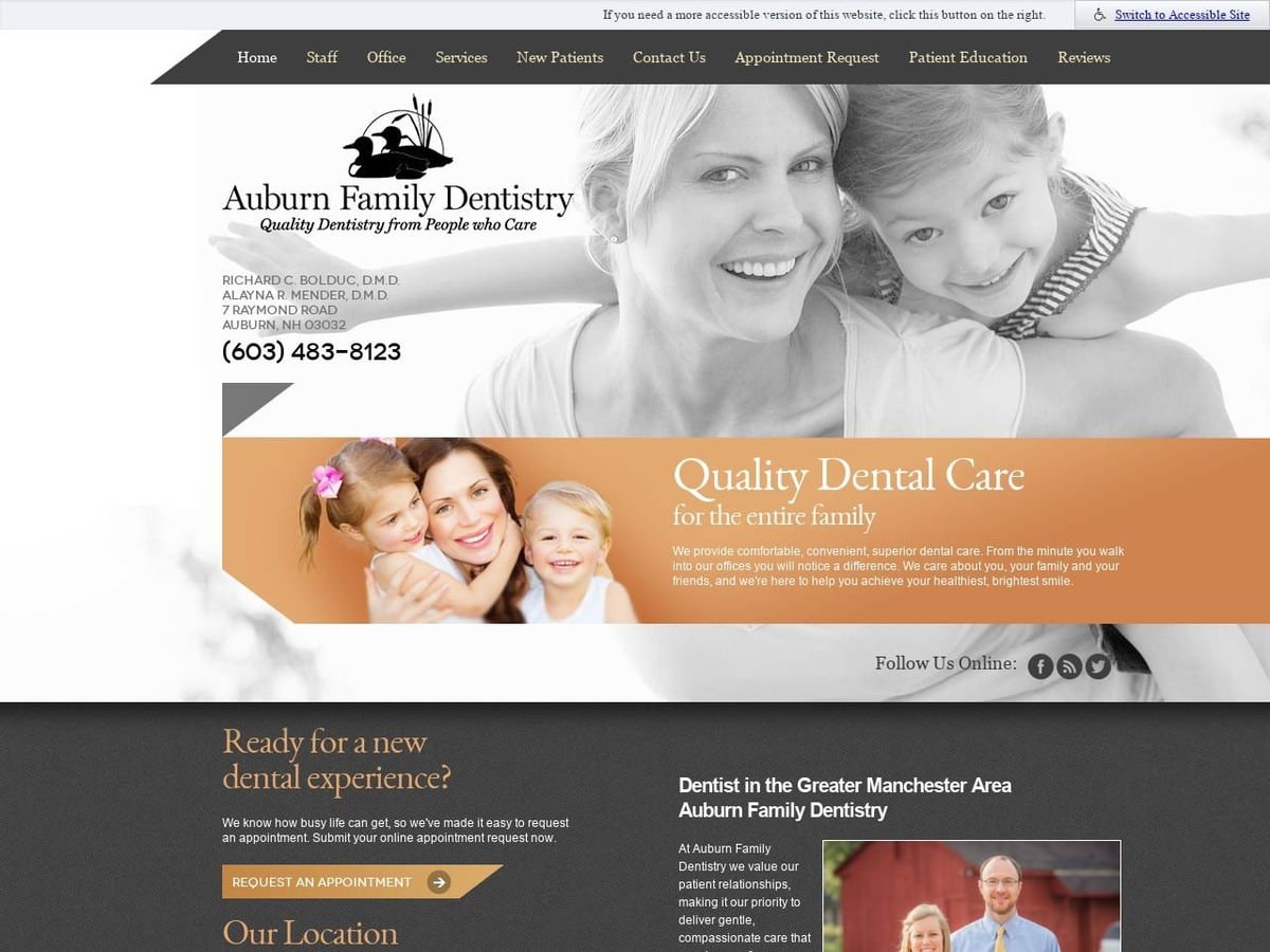 Auburn Family Dentist Website Screenshot from auburndentistry.com