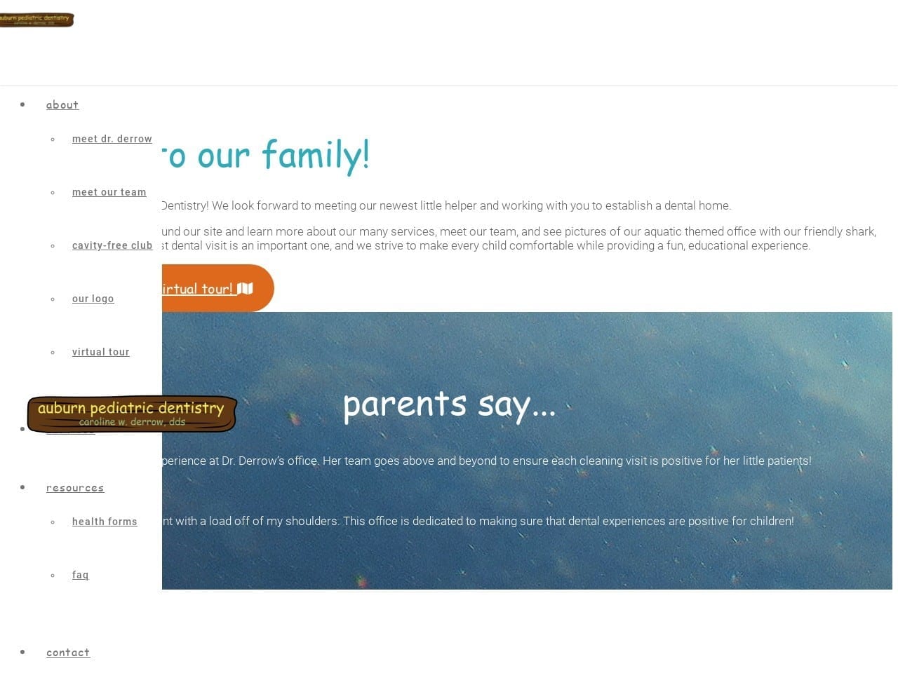 Auburn Pediatric Dentist Website Screenshot from auburnkidsdentist.com