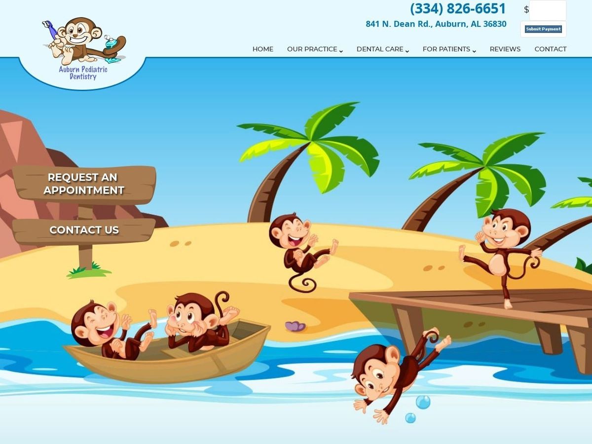 Auburn Pediatric Dentist Website Screenshot from auburnpediatricdentistry.com