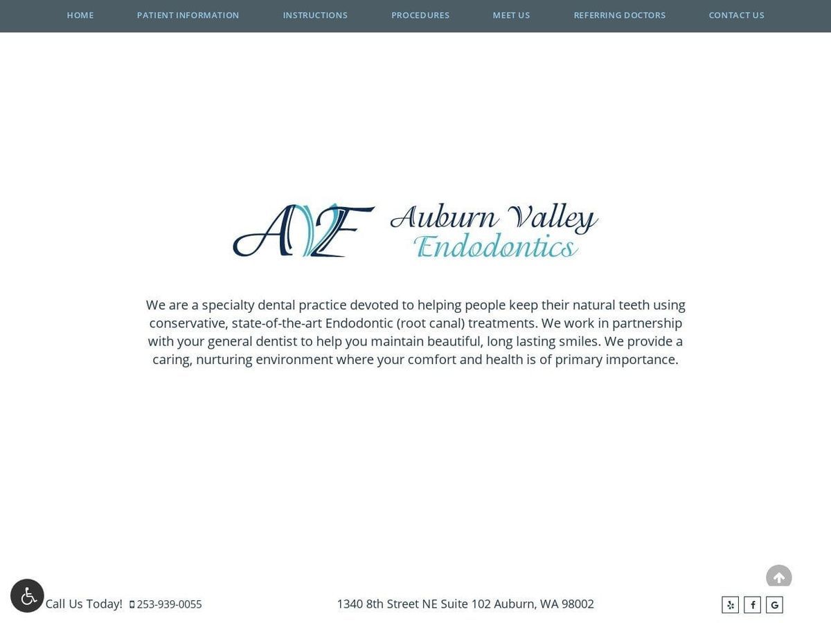 Auburn Valley Endodontics Meidinger Dennis L DDS Website Screenshot from auburnvalleyendodontics.com