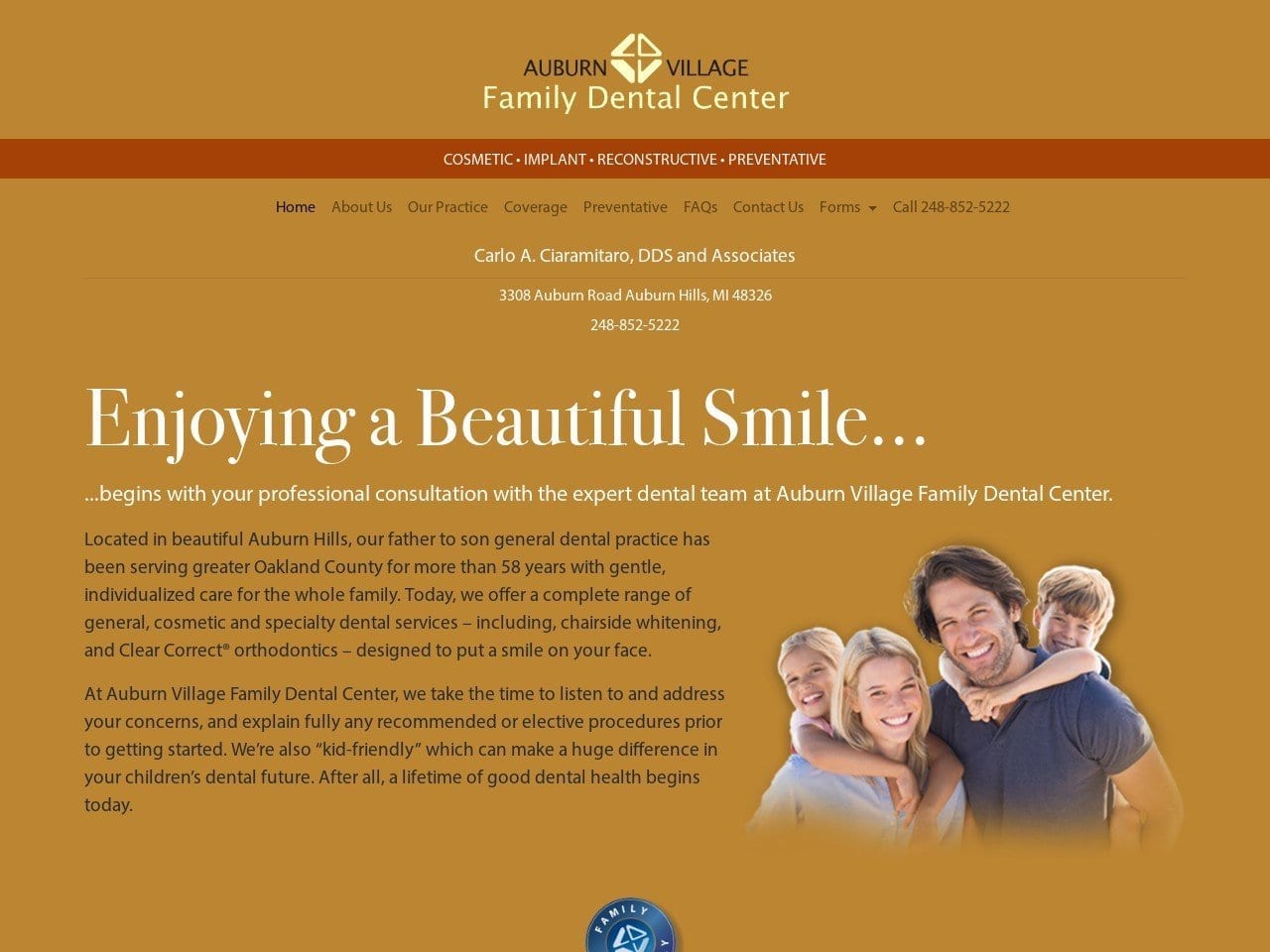 Auburn Village Family Dental Website Screenshot from auburnvillagedental.com