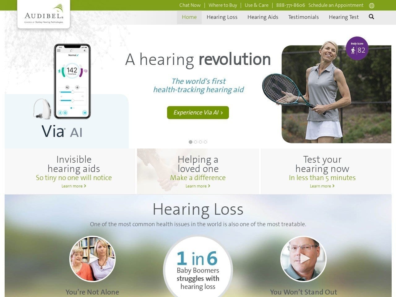 Hearing Solutions Website Screenshot from audibel.com