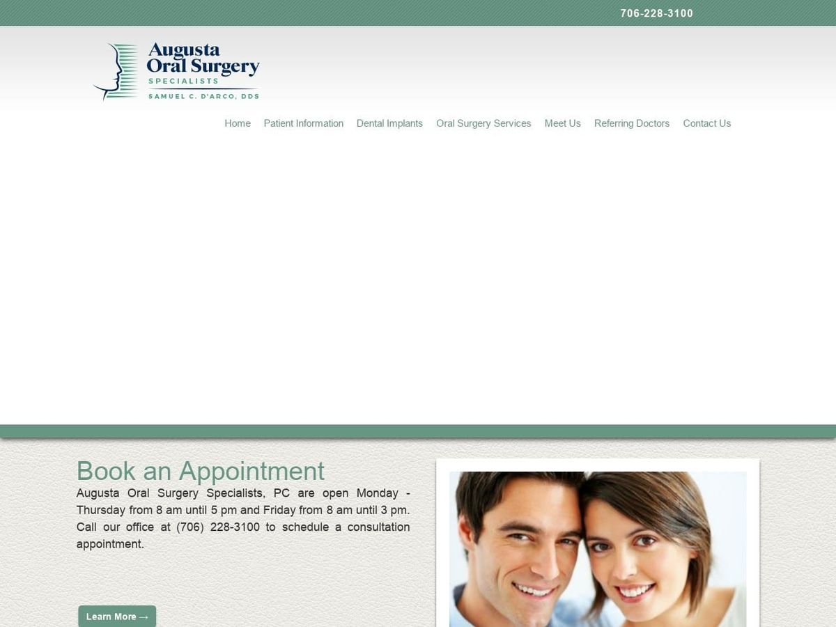 Augusta Oral Surgery Specialists Website Screenshot from augustaoralsurgery.com