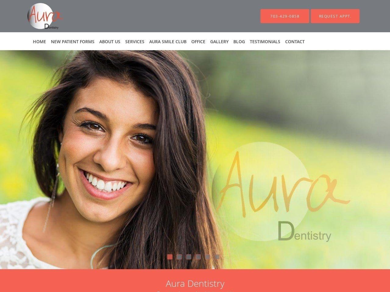 Aura Center for Aesthetic Dentistry Website Screenshot from auradentistry.com