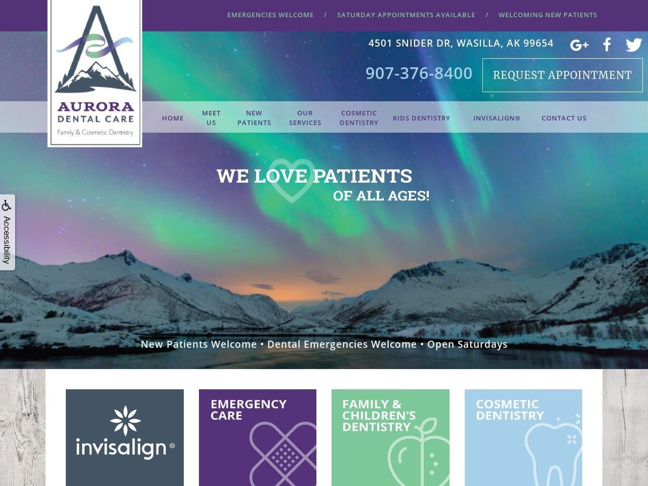 Aurora Dental Ak Website Screenshot from auroradentalak.com