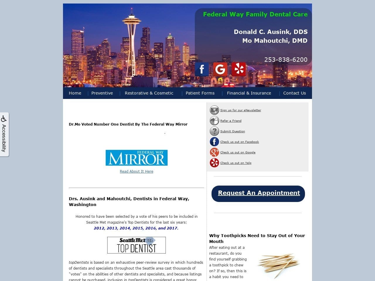 Ausink Donald C DDS Website Screenshot from ausinkdental.com