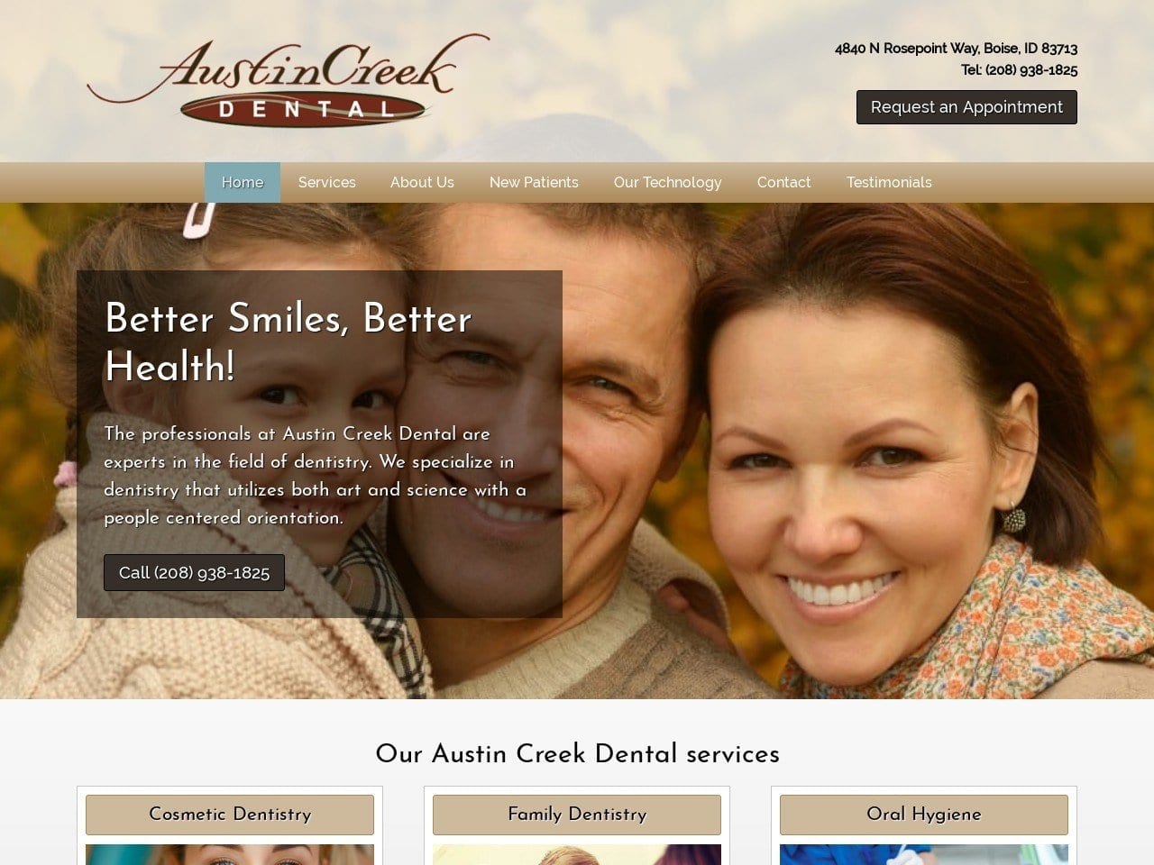 Austincreek Dental Website Screenshot from austincreekdental.com