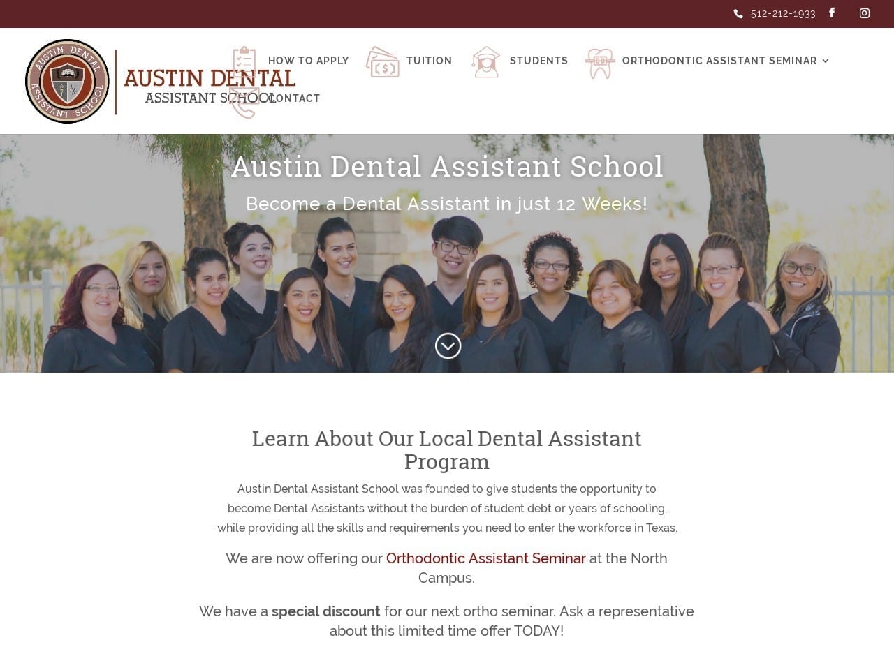 Austin Dental Assistant School Website Screenshot from austindentalassistantschool.com