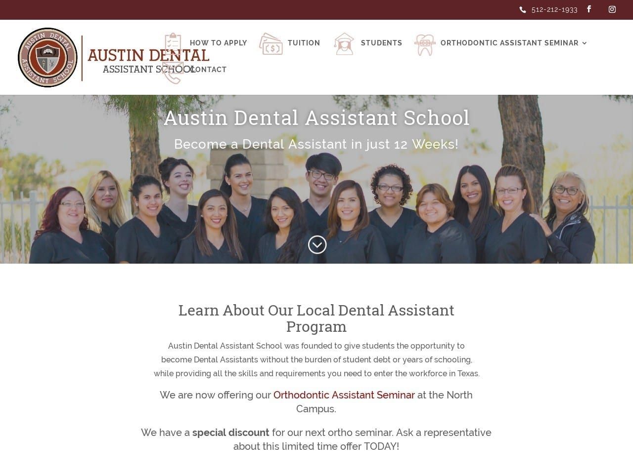 Austin Dental Assistant School Website Screenshot from austindentalassistantschool.com
