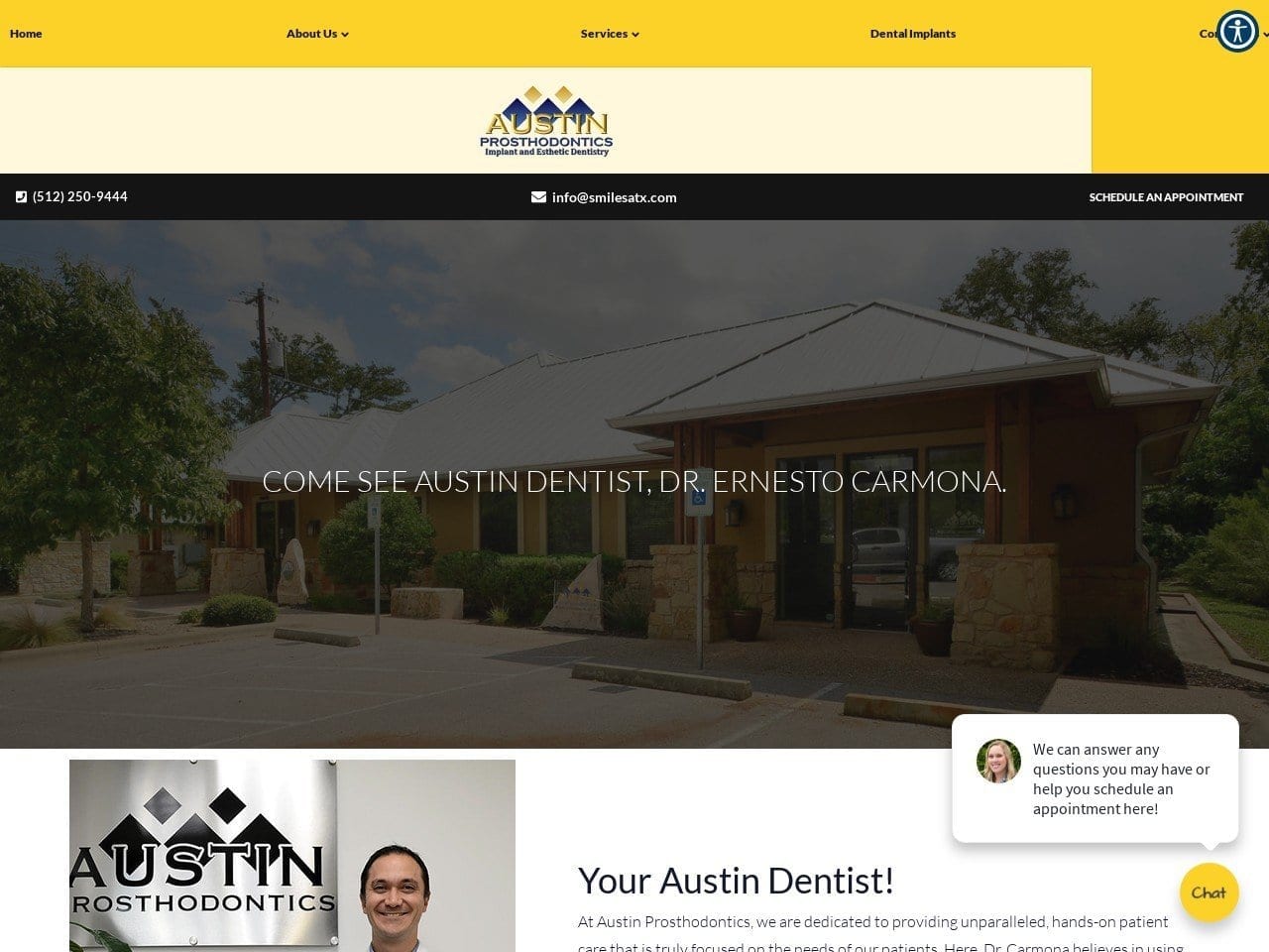 Dr. Ernesto Carmona Jr DDS Website Screenshot from austinprostheticdental.com