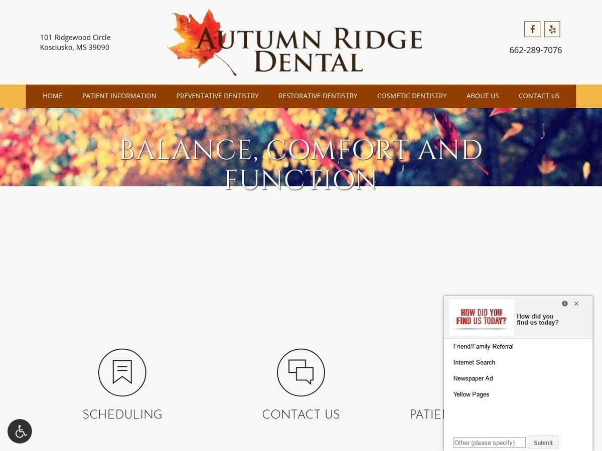 Autumn Ridge Dental Website Screenshot from autumnridgedental.org