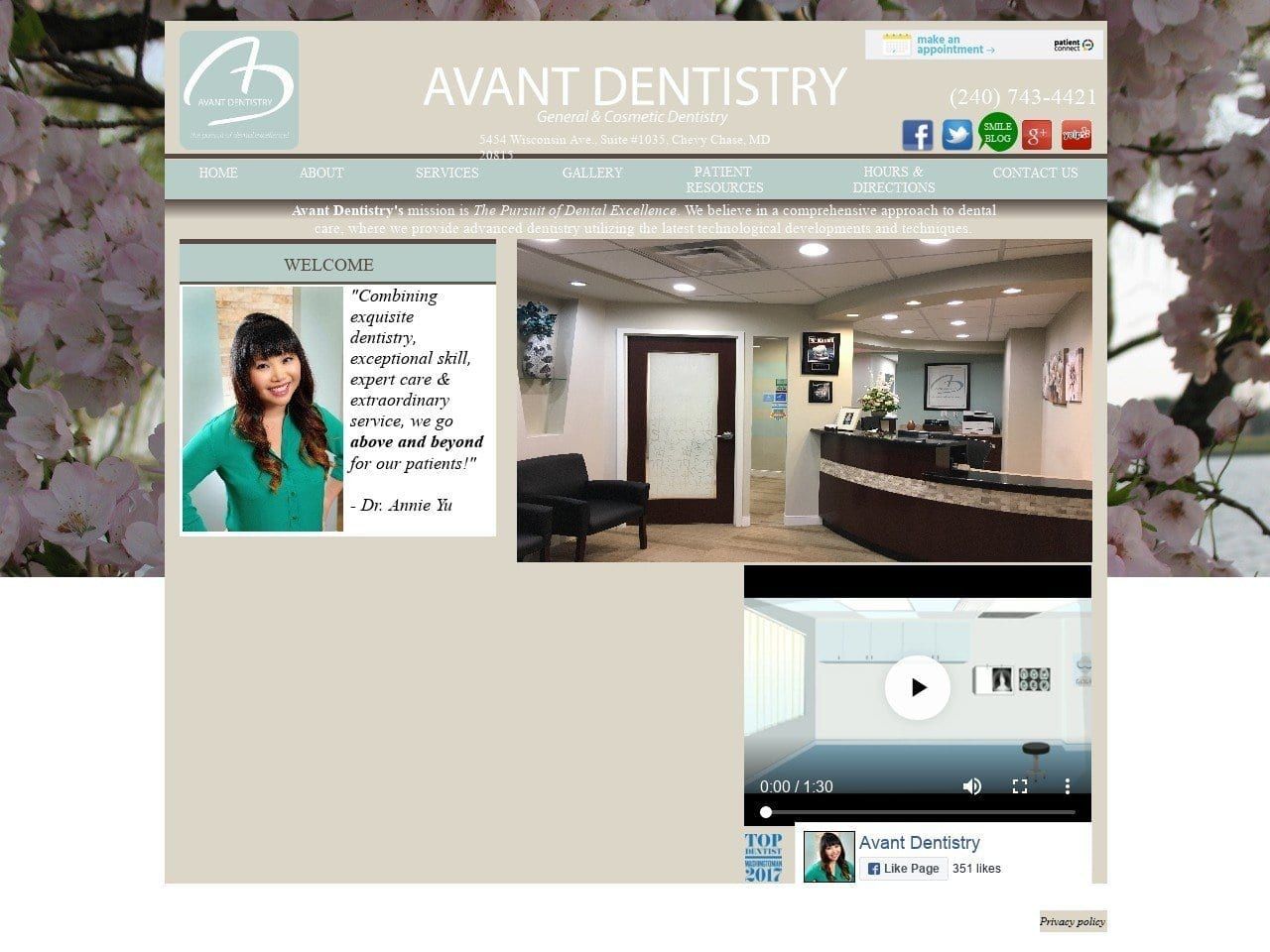 Avant Dentist Website Screenshot from avantdentistry.com