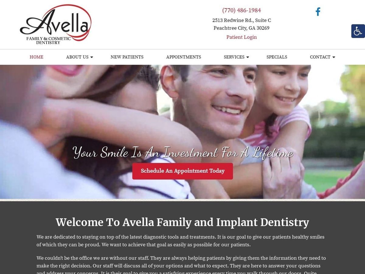 Avella Dental Website Screenshot from avelladental.com