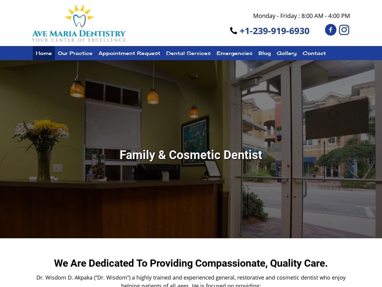 Ave Maria Dentist Website Screenshot from avemariadentistry.com