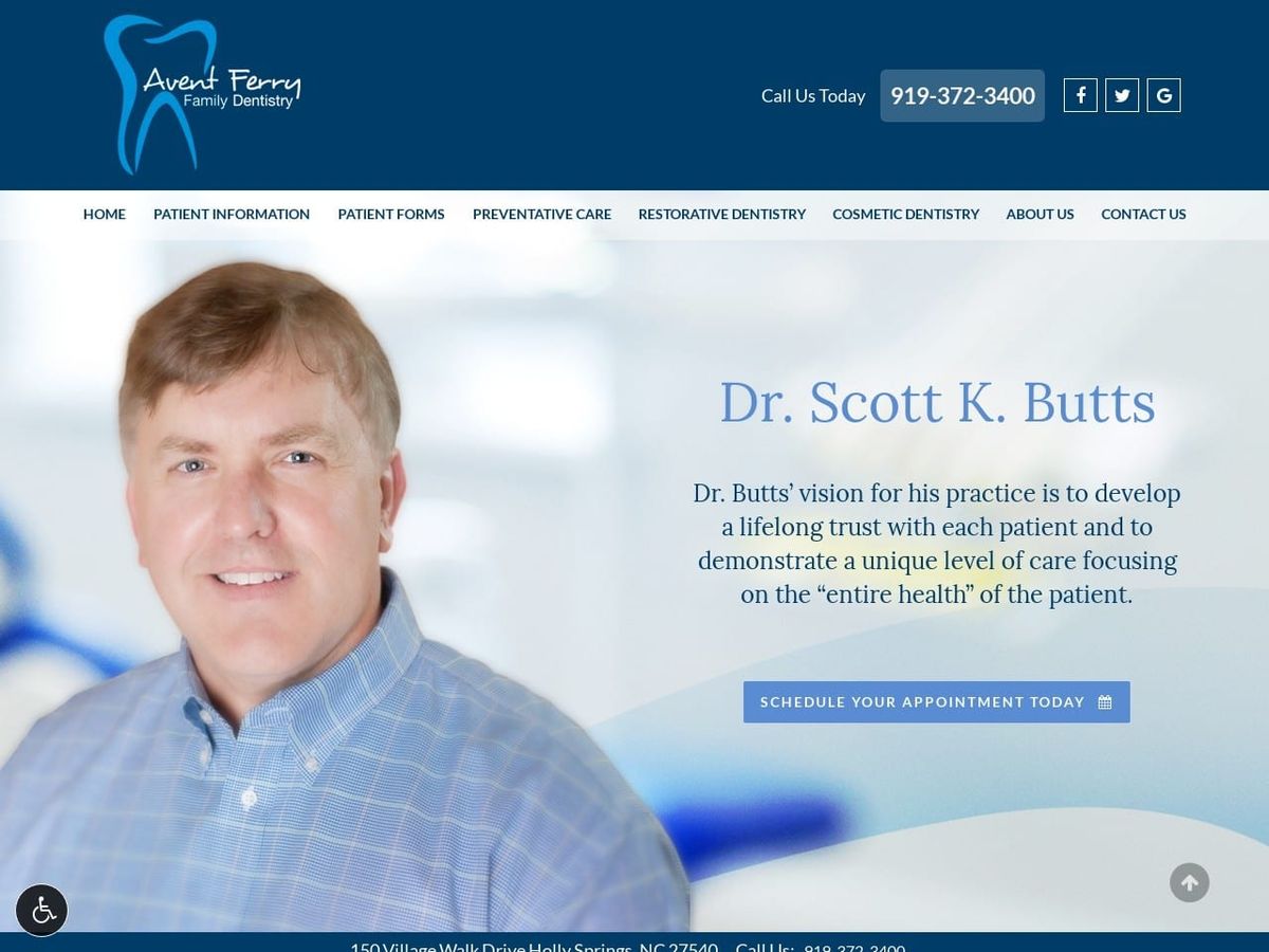 Avent Ferry Family Dentistry Website Screenshot from aventferrydentist.com