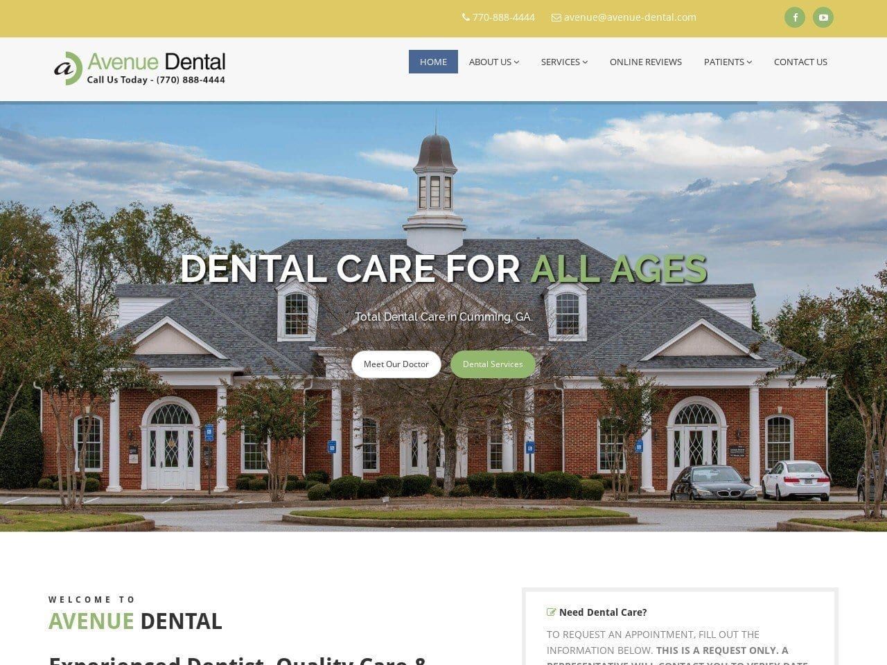 Avenue Dental Website Screenshot from avenue-dental.com