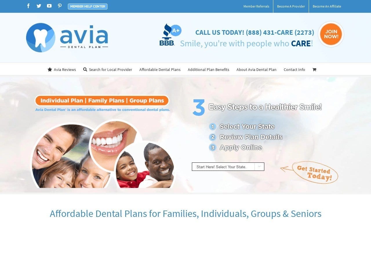 Avia Dental Plan Inc Website Screenshot from aviadental.com